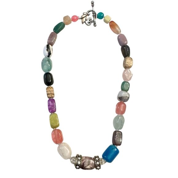 No Two Necklaces Alike Handmade Unique Cut Natural Genuine Gemstone Necklace 20” - Picture 1 of 12